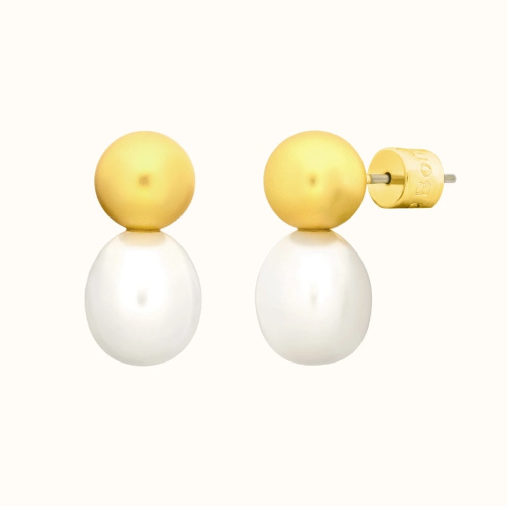 NEW Alicia Bonnie Vera Earrings in White Freshwater Pearl 14k Gold - Picture 1 of 4